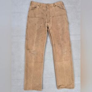 Dickies double thigh carpenter pants men's size 38x34 measures 35x33L tan canvas